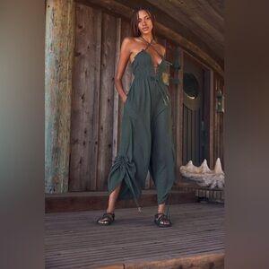 New with Tags! Free People Whatever you Want Jumpsuit Size Small- color Kelp